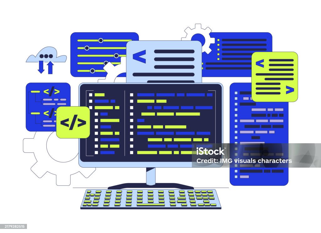 Programming Computing 2d Cartoon Object Stock Illustration - Download ...