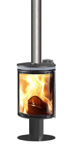 istock modern natural combustion stove, with aluminum chimney 2179291724