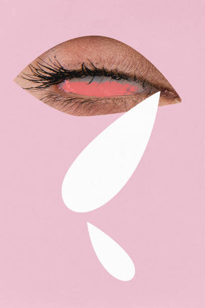 istock Contemporary art collage. Teary eye with drops flowing downward. Abstract design reflects both emotions and eye conditions. Ad 2179297361