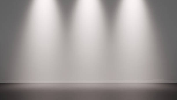 Minimalist design with white walls and directed lighting