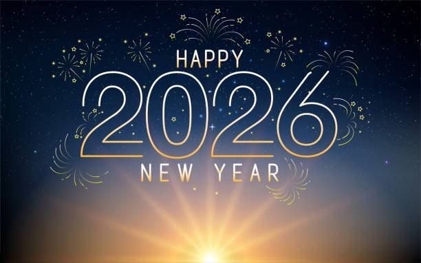 Happy New Year 2026. Vector illustration in HD very easy to make edits. 2026 stock illustrations