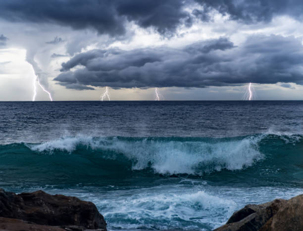 istock Storm and lightning at Pacific Ocean Coast 2179309482