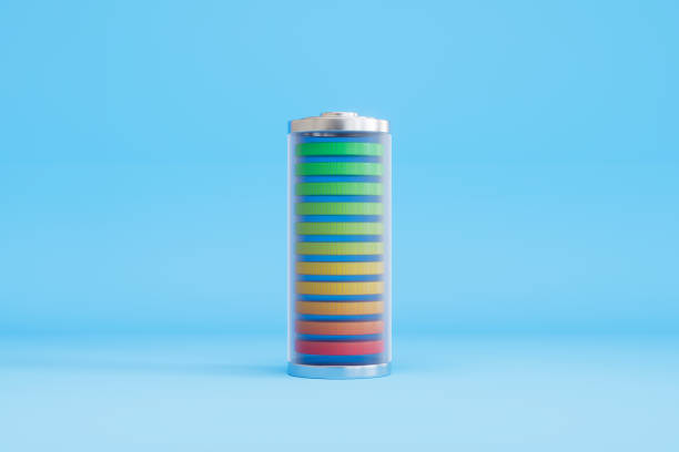 istock Battery on blue background. Sustainable resources, electric vehicle battery. 2179313083