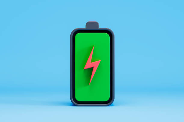 istock Battery on blue background. Sustainable resources, electric vehicle battery. 2179313659