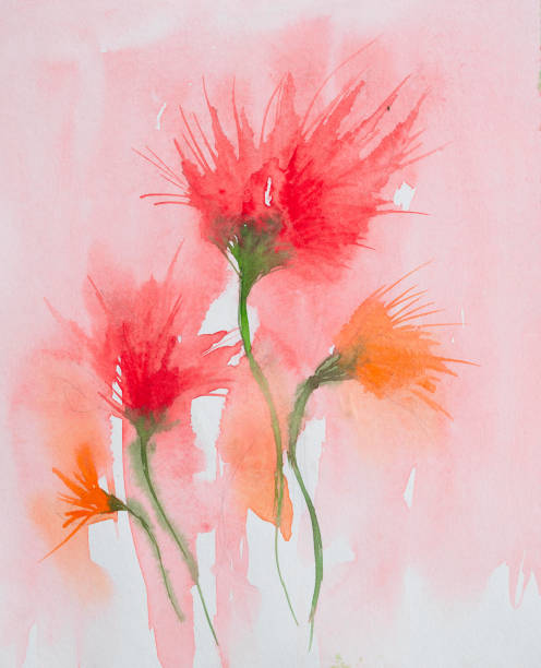 istock Beautiful abstract bright watercolor floral painting with pink background and copyspace. Indian hand painted watercolor art created with watercolor paint and brushes. Usage like invitation cards. 2179318342