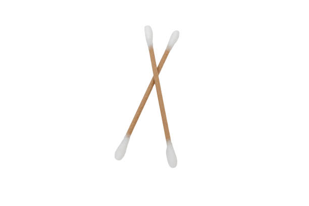 istock Two cotton swabs for cleaning ears lie on a white background. 2179328534