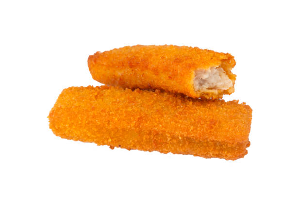 istock Crispy golden fried fish fingers sticks isolated on white background. 2179335047