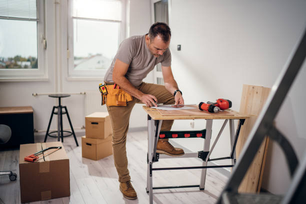 istock Handsome concentrated craftsman carefully planning construction 2179348091