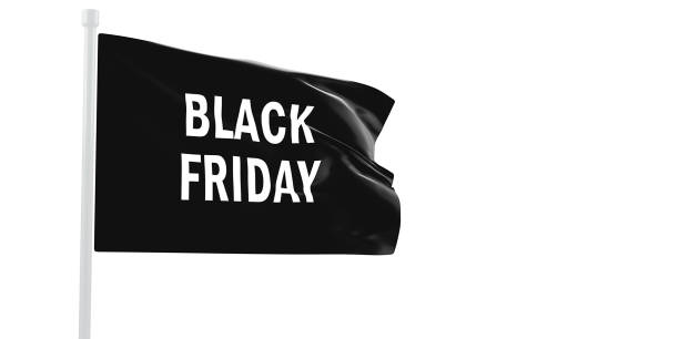istock Black friday Sales banner background waving flag in the wind. 3d render. 2179376717