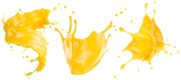 istock set of orange juice splashes isolated on a white background. 3d render 2179388383