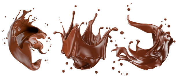 istock set of chocolate splashes isolated on a white background. 3d render 2179388422