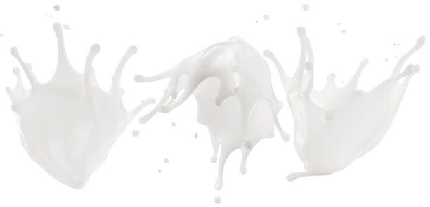 istock set of milk splashes isolated on the white background. Clipping path 2179390027
