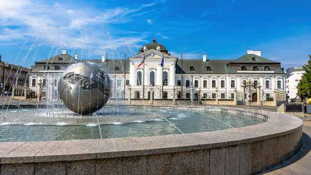 Bratislava, Slovakia - September 23, 2023 : Cobbled alleys of old Bratislava. Buildings and shops are located there and locals and tourists wander around to discover this pretty little town. History and architecture transport us to another time in the center of this pleasant city