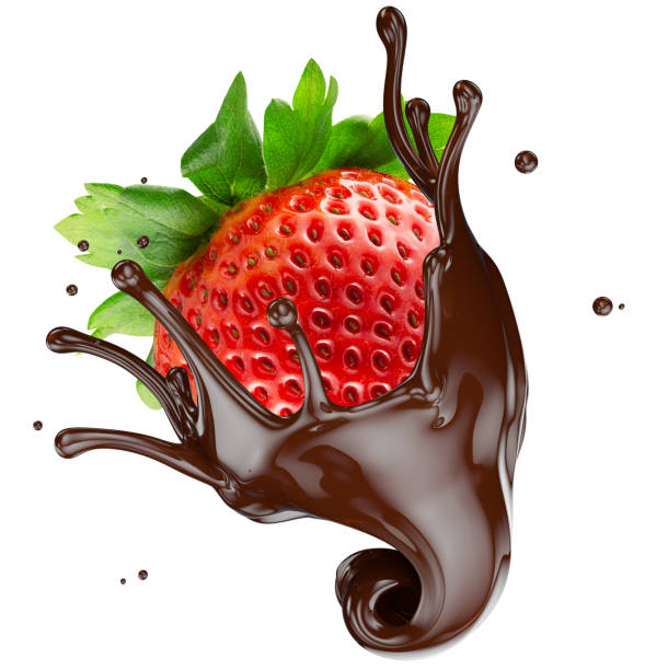 istock strawberry in chocolate splash isolated on a white background 2179394236