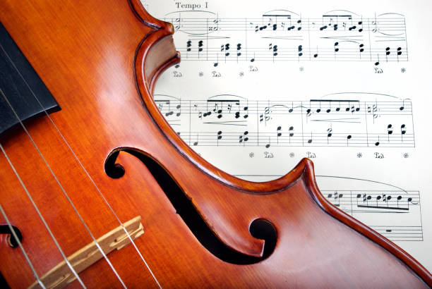 beautiful antique violin and notes