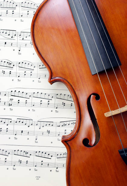 istock beautiful antique violin and notes. close up 2179412597