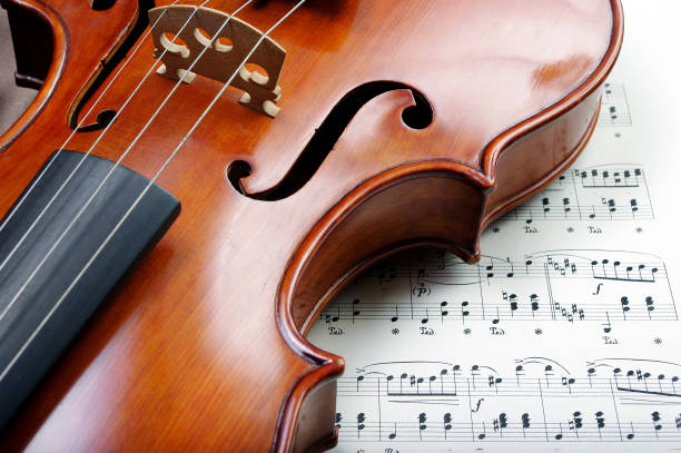 istock beautiful antique violin and notes. close up 2179412600