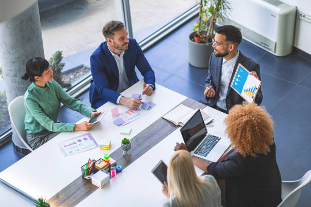 istock Team presentation with charts and business insights. 2179414679