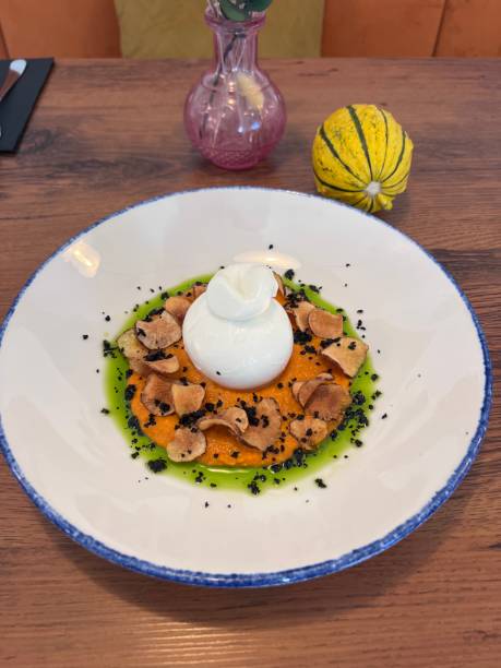istock Burrata with pumpkin puree 2179423874