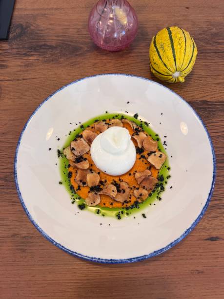 istock Burrata with pumpkin puree 2179423897
