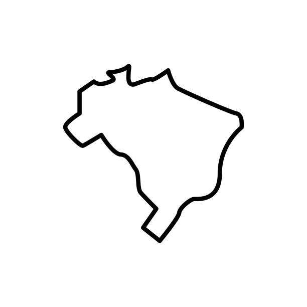 stockillustraties, clipart, cartoons en iconen met brazil map icon. brazil outline map. simple icon design. vector illustration - brazilië