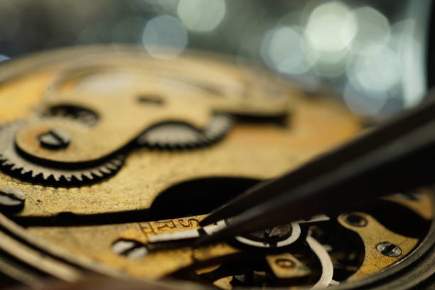 close up of silver metal clock