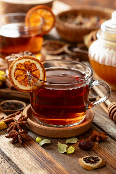 istock Herbal tea with cinnamon, anise, dried herbs, and dry citrus slices. 2179444258