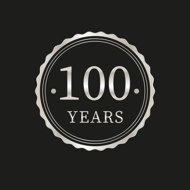 istock 100 years for celebration events, anniversary, commemorative date. metallic beige hundred years logo badge stamp 2179485626