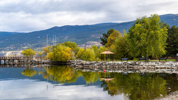 Landscape and scenery of Penticton of British Columbia, situated between two lakes - Okanagan lake to the north and Skaha lake to the south.