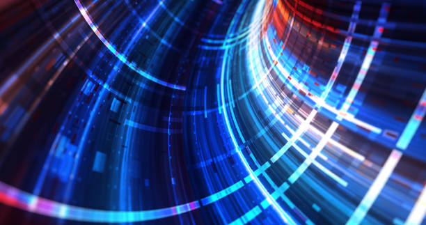 istock Abstract neon lights Sci-Fi futuristic Hi Tech virtual reality tunnel. Futuristic motion graphic. Ultra violet neon light glow. 3D rendering 2179493700