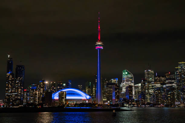 Night view of Toronto downtown. Toronto, Canada - August 21, 2024.