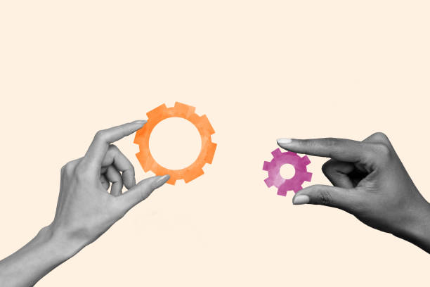 istock Creative collage picture hands body fragments cogwheel teamwork cooperation organization business startup progress drawing background 2179506686