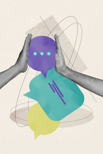istock Vertical photo collage of hands give high five gesture cooperation team clap support bubble communication isolated on painted background 2179506716