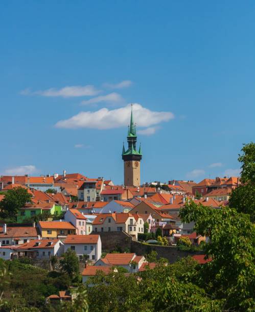 istock Colorful townscape with historic clock tower in Znojmo. 2179509042