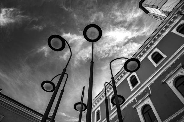 Terni, Umbria, Italy:Streetlights in Piazza del Popolo