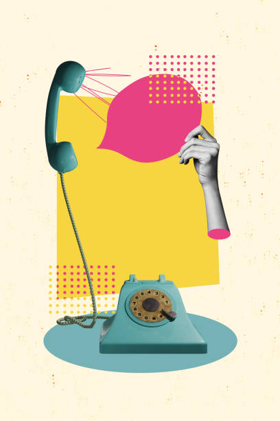 istock Composite trend artwork sketch image collage of hand hold landline phone speech message cloud bubble chatting support helpline service 2179511047
