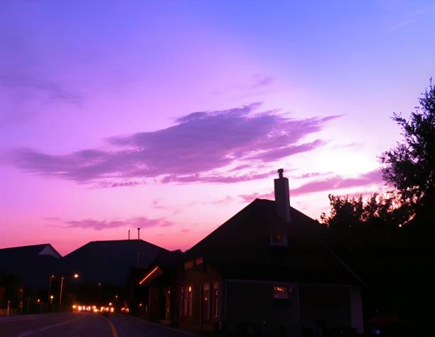 istock Silhouette of house at sunset. 2179516735