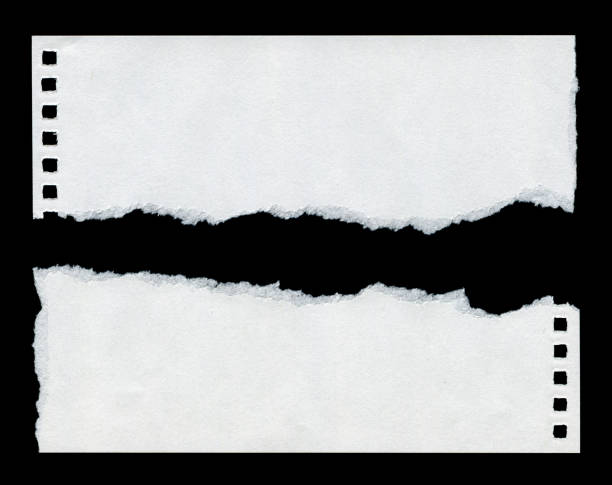 Torn spiral notebook page paper background textured Torn spiral notebook page paper background textured isolated on black cut or torn paper paper torn message pad stock pictures, royalty-free photos & images