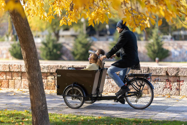 istock Cargo bike ride on city quay 2179528438