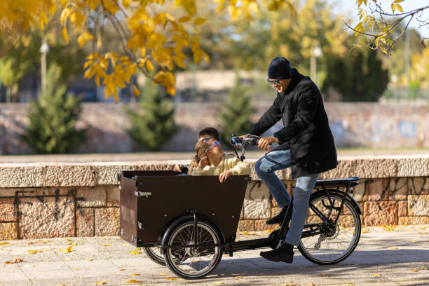 istock Cargo bike ride on city quay 2179528567