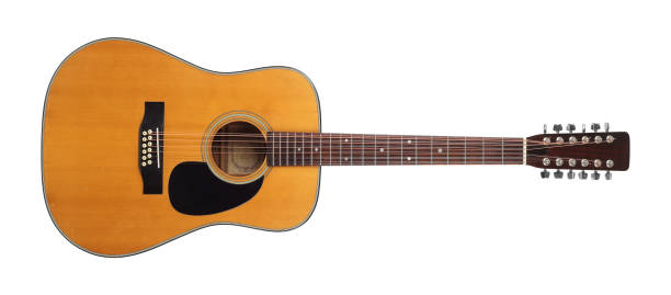 istock Musical instrument - Front view retro twelve-string acoustic guitar isolated 2179529550