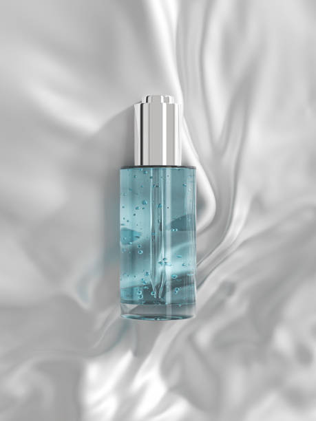 istock 50 ml cosmetic dropper bottle mockup, aluminum push button dropper skins care container packaging on silky fabric background, metallic cap pipette glass bottle, luxury beauty product photography 2179535874