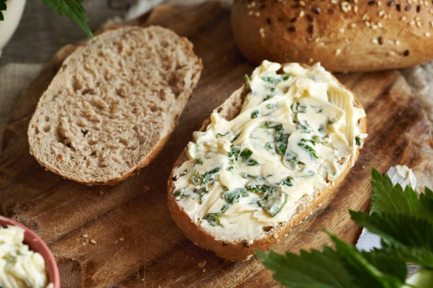 istock Sourdough bread with homemade nettle butter 2179538797