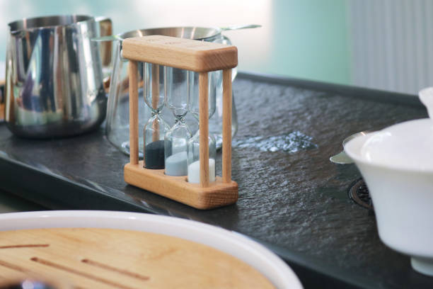 istock Wooden hourglass on make tea counter. 2179539998