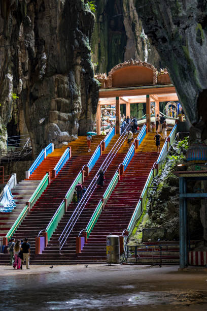 Kuala Lumpur, Malaysia - September 18 2024: colorful staircase inside the batu caves, kuala lumpur in malaysia.