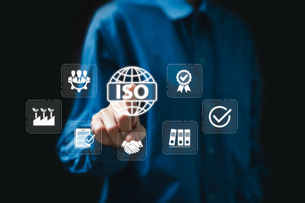 istock ISO, International Organization Standardization, Global International Standards concept, Businesswomen touch representation of ISO certification, Quality, Document control, Environment, Industry 2179550994