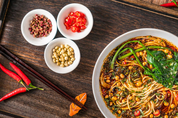 istock Chongqing snack Chongqing Small noodles placed on a wooden table 2179556991