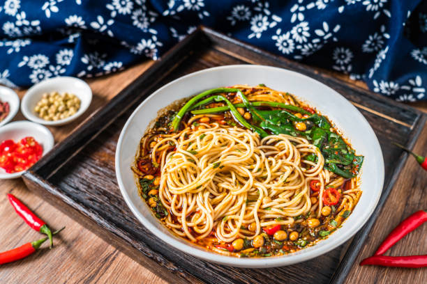 istock Chongqing snack Chongqing Small noodles placed on a wooden table 2179557002