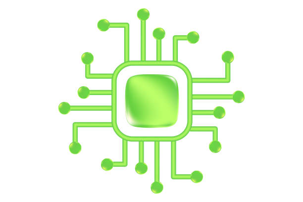 istock Green AI technology 3D chip icon, isolated, transparent background. Futuristic glowing glass processor icon, digital connection, computer CPU, artificial intelligence network. 2179560123