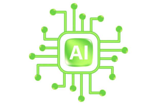 istock Green AI technology 3D chip icon, isolated, transparent background. Futuristic glowing glass processor icon, digital connection, computer CPU, artificial intelligence network. 2179560468